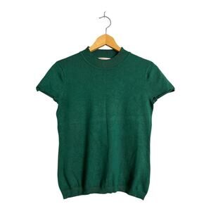 Philosophy Womens Green Sweater knit Preppy Twee SP Pullover Fitted Pinup